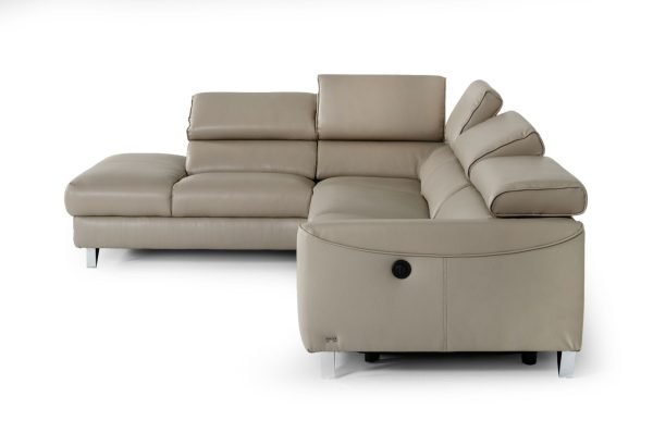 Divani Casa Versa - Modern Light Taupe Eco-Leather Left Facing Sectional Sofa with Recliner - Image 4