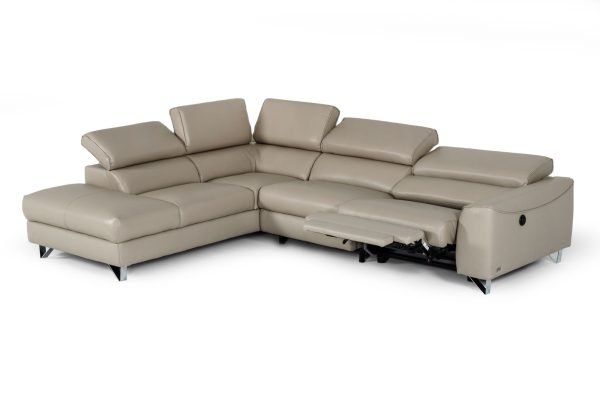 Divani Casa Versa - Modern Light Taupe Eco-Leather Left Facing Sectional Sofa with Recliner - Image 5