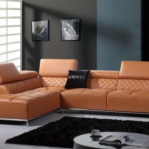 Half Leather Divani Casa Citadel Modern Leather Sectional Sofa