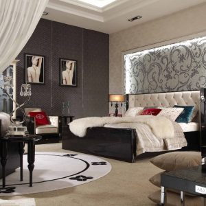 California King A&X Bellagio Luxurious Transitional Crocodile Lacquer Bed