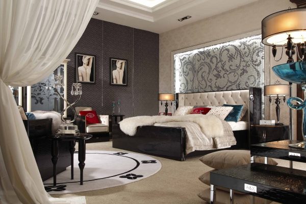 California King A&X Bellagio Luxurious Transitional Crocodile Lacquer Bed