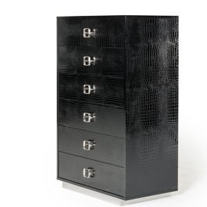 A&X Victoria Modern Black Crocodile Chest