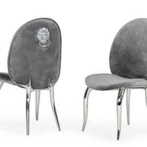 Modrest Vince - Glam Grey Velvet Dining Chair Set of 2