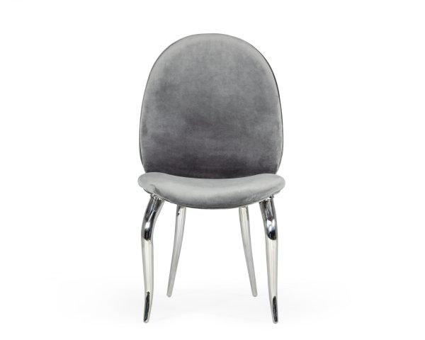 Modrest Vince - Glam Grey Velvet Dining Chair Set of 2 - Image 3
