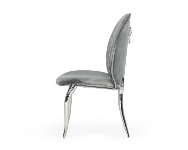 Modrest Vince - Glam Grey Velvet Dining Chair Set of 2 - Image 4