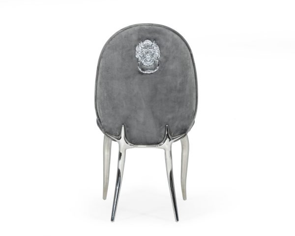 Modrest Vince - Glam Grey Velvet Dining Chair Set of 2 - Image 5
