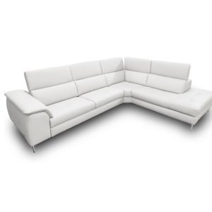 Coronelli Collezioni Viola - Italian Contemporary Grey Leather Right Facing Sectional Sofa