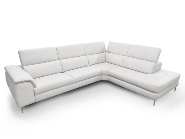 Coronelli Collezioni Viola - Italian Contemporary Grey Leather Right Facing Sectional Sofa - Image 2