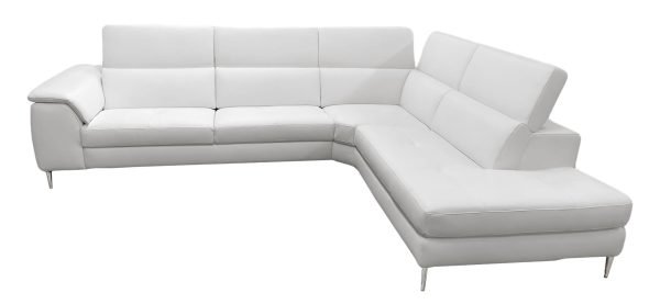 Coronelli Collezioni Viola - Italian Contemporary Grey Leather Right Facing Sectional Sofa - Image 3