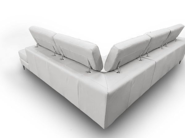 Coronelli Collezioni Viola - Italian Contemporary Grey Leather Right Facing Sectional Sofa - Image 5