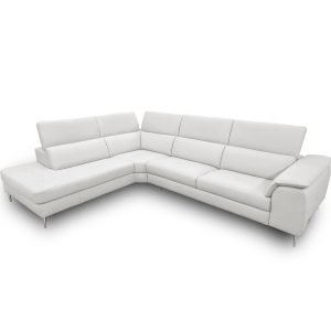 Coronelli Collezioni Viola - Italian Contemporary Grey Leather Left Facing Sectional Sofa