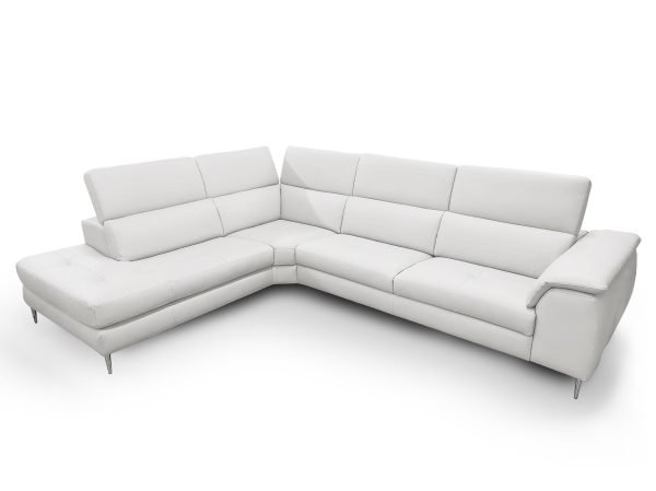 Coronelli Collezioni Viola - Italian Contemporary Grey Leather Left Facing Sectional Sofa - Image 2