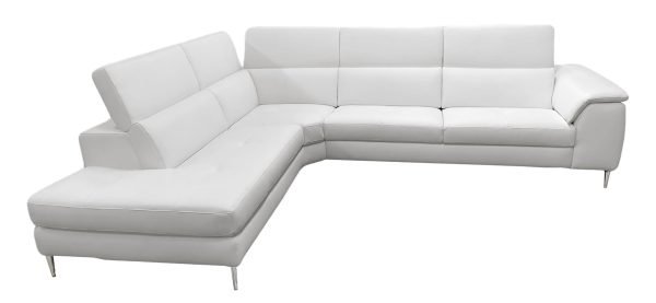 Coronelli Collezioni Viola - Italian Contemporary Grey Leather Left Facing Sectional Sofa - Image 3