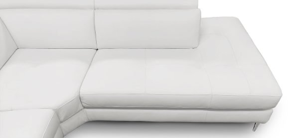 Coronelli Collezioni Viola - Italian Contemporary Grey Leather Left Facing Sectional Sofa - Image 4