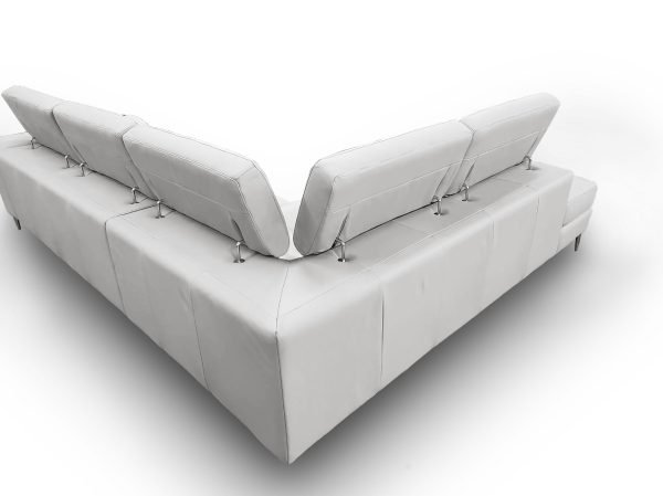 Coronelli Collezioni Viola - Italian Contemporary Grey Leather Left Facing Sectional Sofa - Image 5
