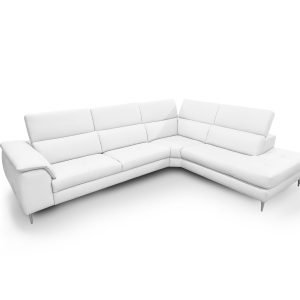 Coronelli Collezioni Viola - Italian Contemporary White Leather Right Facing Sectional Sofa