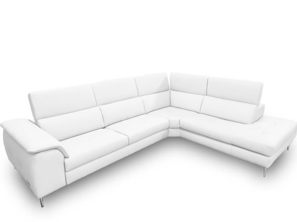 Coronelli Collezioni Viola - Italian Contemporary White Leather Right Facing Sectional Sofa - Image 2