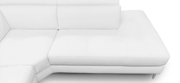 Coronelli Collezioni Viola - Italian Contemporary White Leather Right Facing Sectional Sofa - Image 4