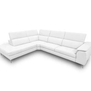 Coronelli Collezioni Viola - Italian Contemporary White Leather Left Facing Sectional Sofa