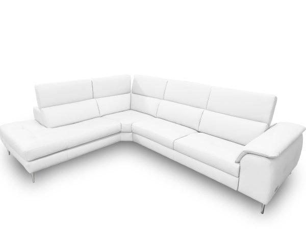 Coronelli Collezioni Viola - Italian Contemporary White Leather Left Facing Sectional Sofa - Image 2