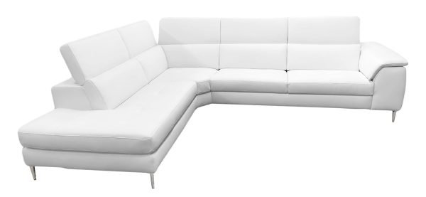 Coronelli Collezioni Viola - Italian Contemporary White Leather Left Facing Sectional Sofa - Image 3