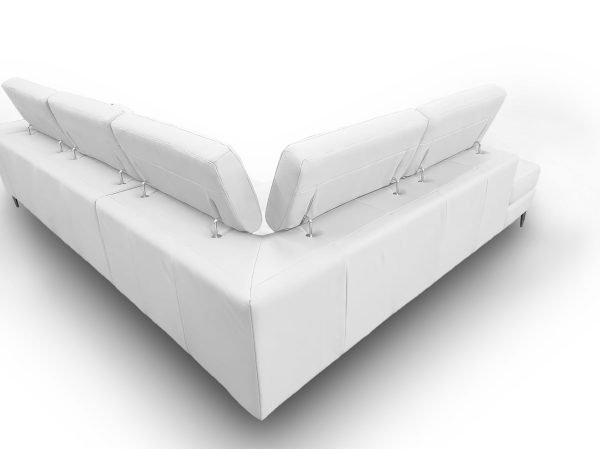 Coronelli Collezioni Viola - Italian Contemporary White Leather Left Facing Sectional Sofa - Image 5