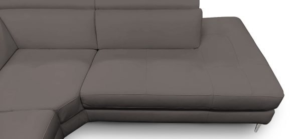Coronelli Collezioni Viola - Italian Contemporary Grey Leather Right Facing Sectional Sofa - Image 4