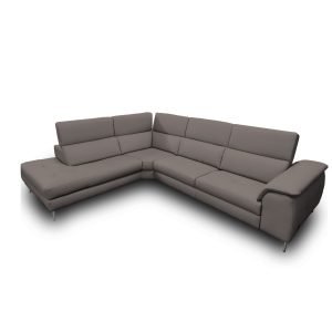 Coronelli Collezioni Viola - Italian Contemporary Grey Leather Left Facing Sectional Sofa