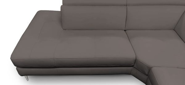 Coronelli Collezioni Viola - Italian Contemporary Grey Leather Left Facing Sectional Sofa - Image 4