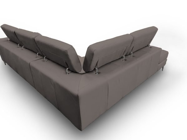 Coronelli Collezioni Viola - Italian Contemporary Grey Leather Left Facing Sectional Sofa - Image 5