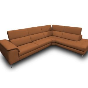 Coronelli Collezioni Viola - Italian Contemporary Cognac Leather Right Facing Sectional Sofa