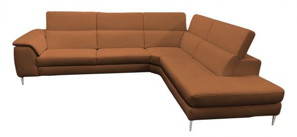 Coronelli Collezioni Viola - Italian Contemporary Cognac Leather Right Facing Sectional Sofa - Image 3