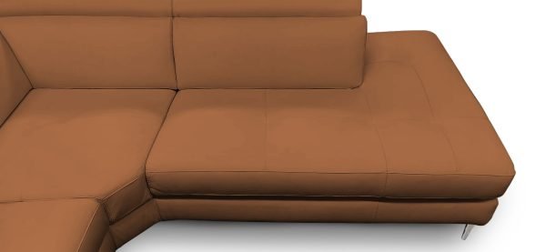 Coronelli Collezioni Viola - Italian Contemporary Cognac Leather Right Facing Sectional Sofa - Image 4