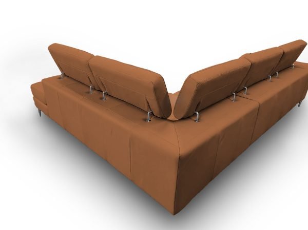 Coronelli Collezioni Viola - Italian Contemporary Cognac Leather Right Facing Sectional Sofa - Image 5