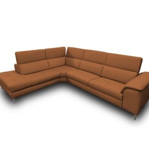 Coronelli Collezioni Viola - Italian Contemporary Cognac Leather Left Facing Sectional Sofa