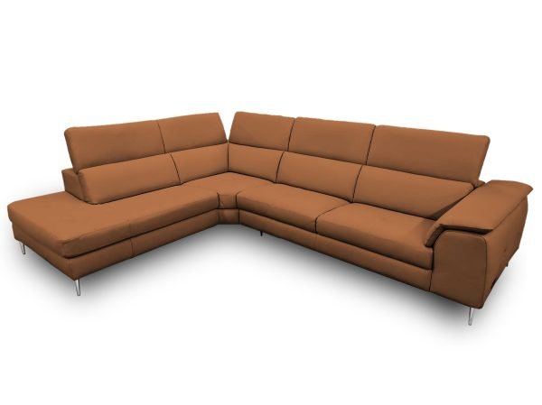 Coronelli Collezioni Viola - Italian Contemporary Cognac Leather Left Facing Sectional Sofa - Image 2