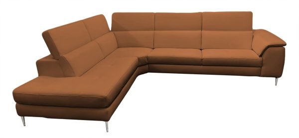 Coronelli Collezioni Viola - Italian Contemporary Cognac Leather Left Facing Sectional Sofa - Image 3