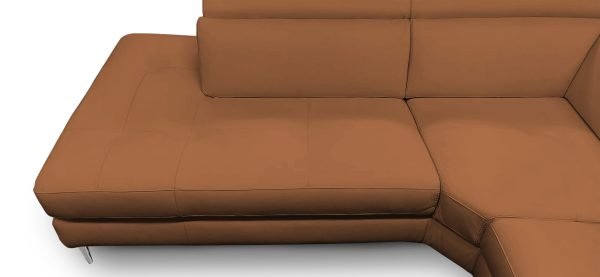 Coronelli Collezioni Viola - Italian Contemporary Cognac Leather Left Facing Sectional Sofa - Image 4