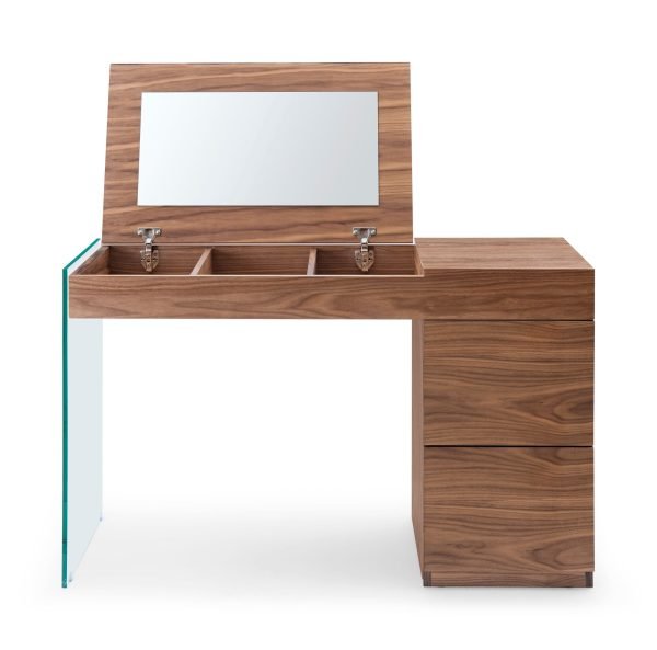Modrest Volare - Modern Walnut Floating Glass Vanity with Mirror - Image 5