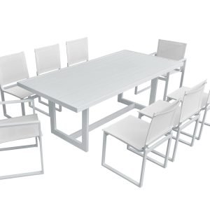Renava Wake + Kayak - Modern Outdoor Off-White Dining Table Set