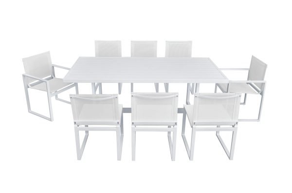 Renava Wake + Kayak - Modern Outdoor Off-White Dining Table Set - Image 2