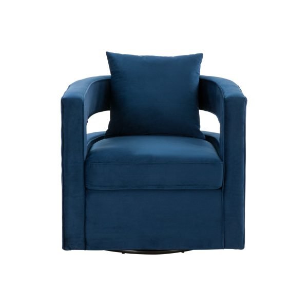 Modrest Wells - Modern Blue Velvet Swivel Accent Chair - Image 2