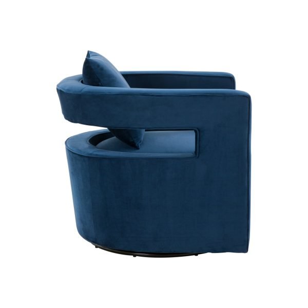 Modrest Wells - Modern Blue Velvet Swivel Accent Chair - Image 3