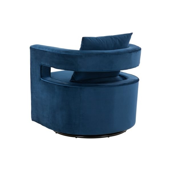 Modrest Wells - Modern Blue Velvet Swivel Accent Chair - Image 4