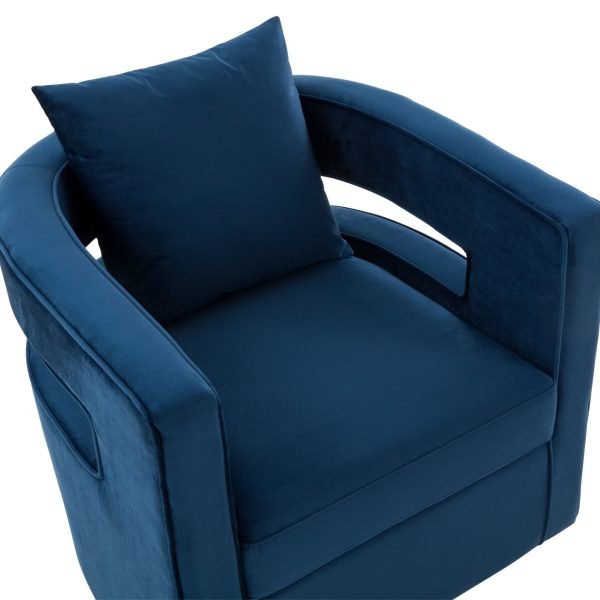 Modrest Wells - Modern Blue Velvet Swivel Accent Chair - Image 5