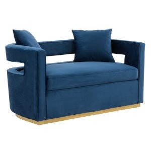 Modrest Wells - Modern Blue Velvet Loveseat