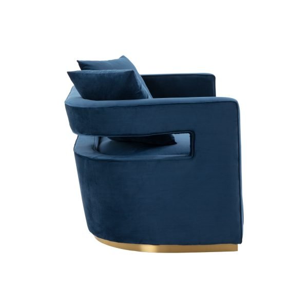Modrest Wells - Modern Blue Velvet Loveseat - Image 3
