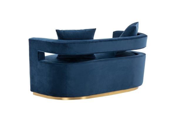 Modrest Wells - Modern Blue Velvet Loveseat - Image 4