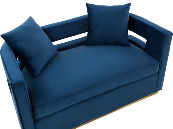 Modrest Wells - Modern Blue Velvet Loveseat - Image 5