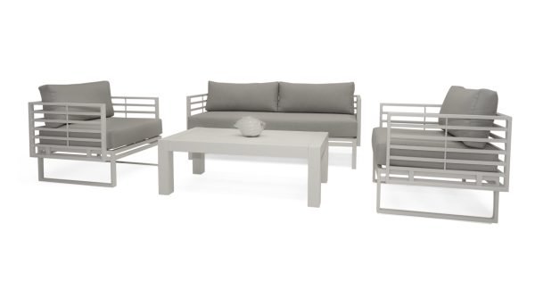 Renava Wharf - Outdoor Light Grey and White Sofa Set - Image 3